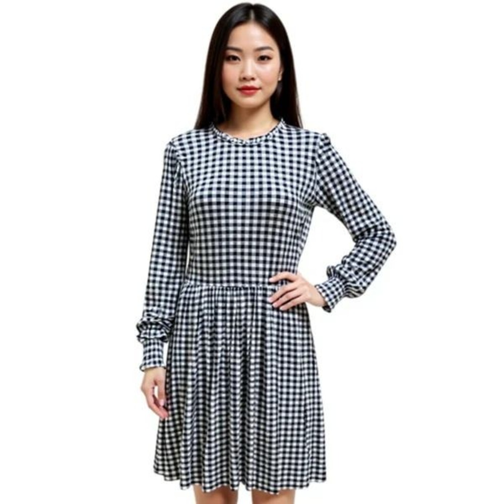 Draper James Gingham Dress Womens M Blue Casual Picnic Fall‎ Boho Cottagecore